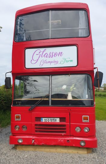Double bed caravan at Glasson Glamping Farm.